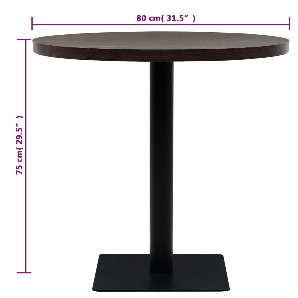 Tavolo Bistrot in MDF e Acciaio Rotondo 80x75 cm Cenere Scura