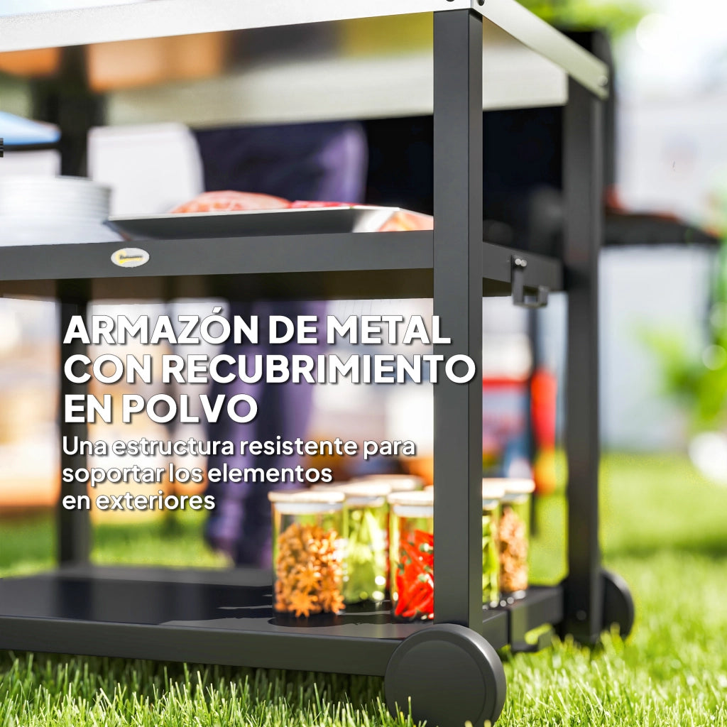 Carrello Servizio BBQ ¨C Zephmum ¨C Grigio 102x50x81 cm
