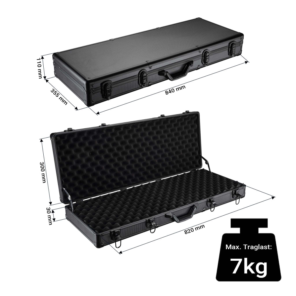 Valigetta per pistola, valigetta per fucile in plastica, custodia per armi e munizioni 84x35,5x11cm, con 4 serrature