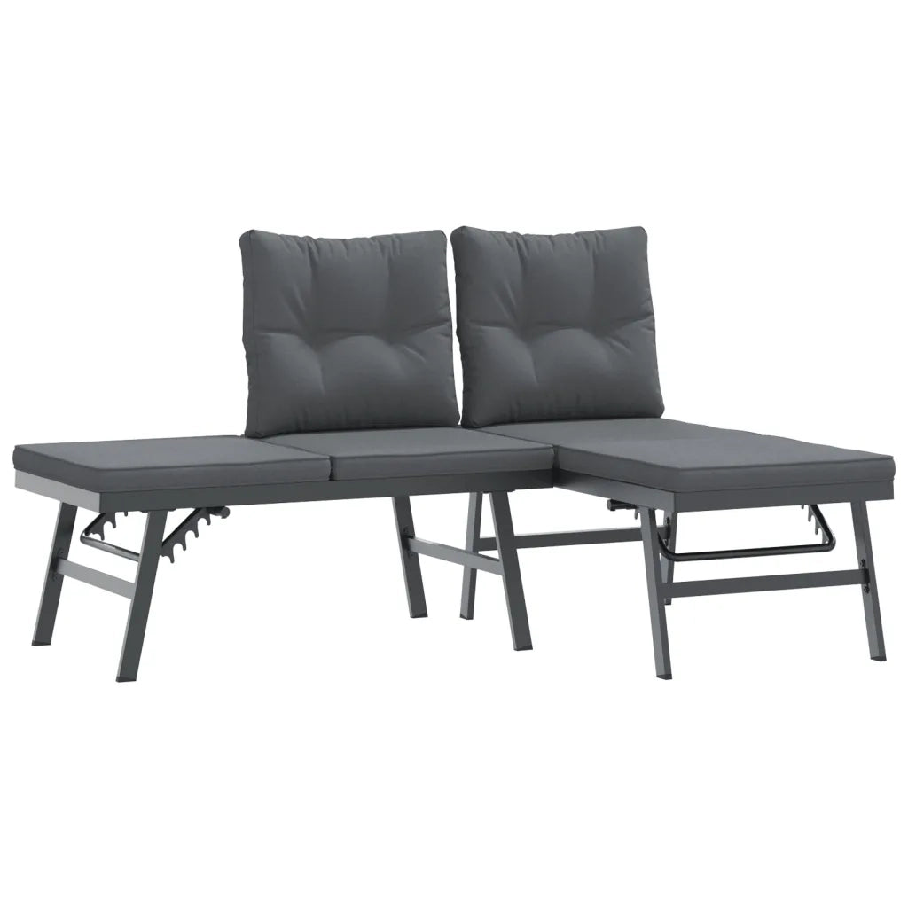 Set Panche Giardino Cuscini 4pz Nere Acciaio Verniciato Polvere 3283721