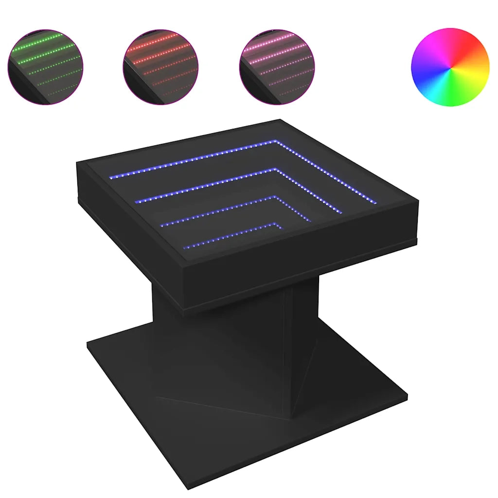 Tavolino salotto | Tavolino da caff¨¨ | Tavolino da Soggiorno con LED Nero 50x50x45 cm Legno Multistrato