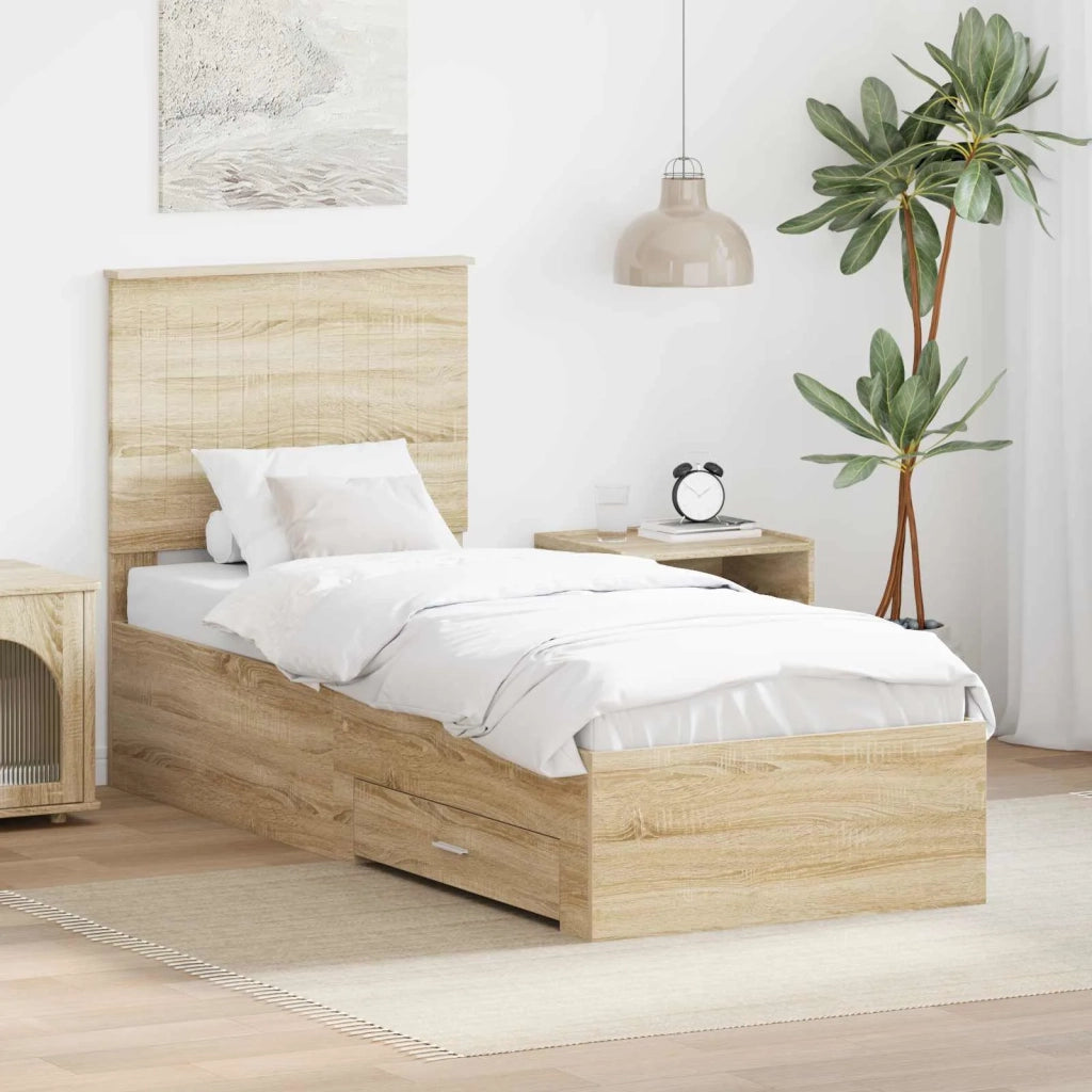 Struttura del letto-Giroletto Rovere Sonoma e Argento 70 x 190 cm