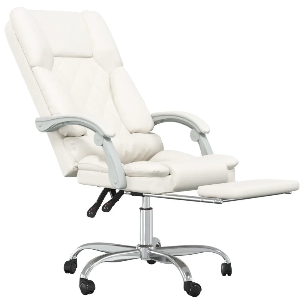 Poltrona da Ufficio Massaggiante Reclinabile Crema Similpelle 349690