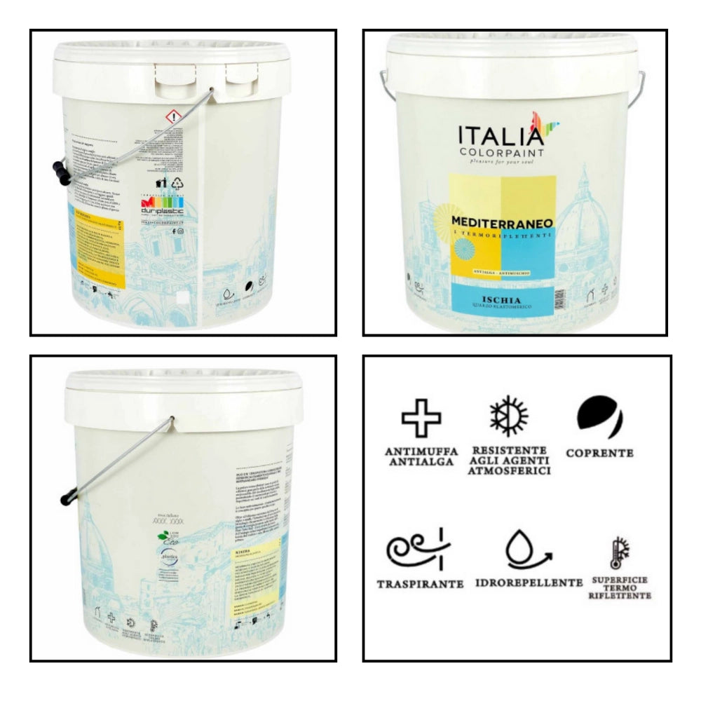 Pittura quarzo anticavillature termoriflettente ischia linea mediterraneo *** formato 4 lt, confezione 1
