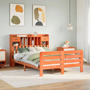 Letto Libreria senza Materasso Marrone Cera 150x200 cm in Pino 3309967