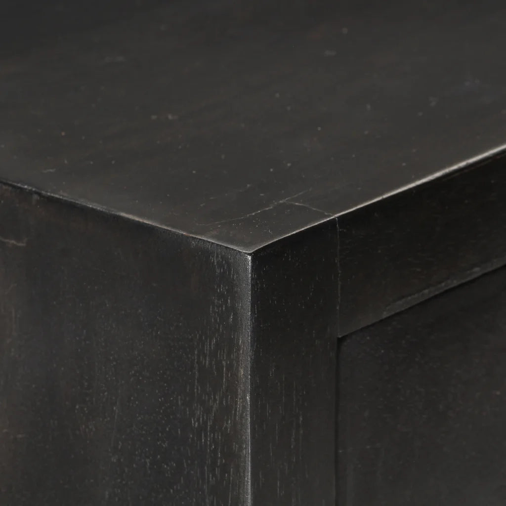 Cassettiera Nero e Oro 45x30x105 cm in Legno Massello di Mango 286513