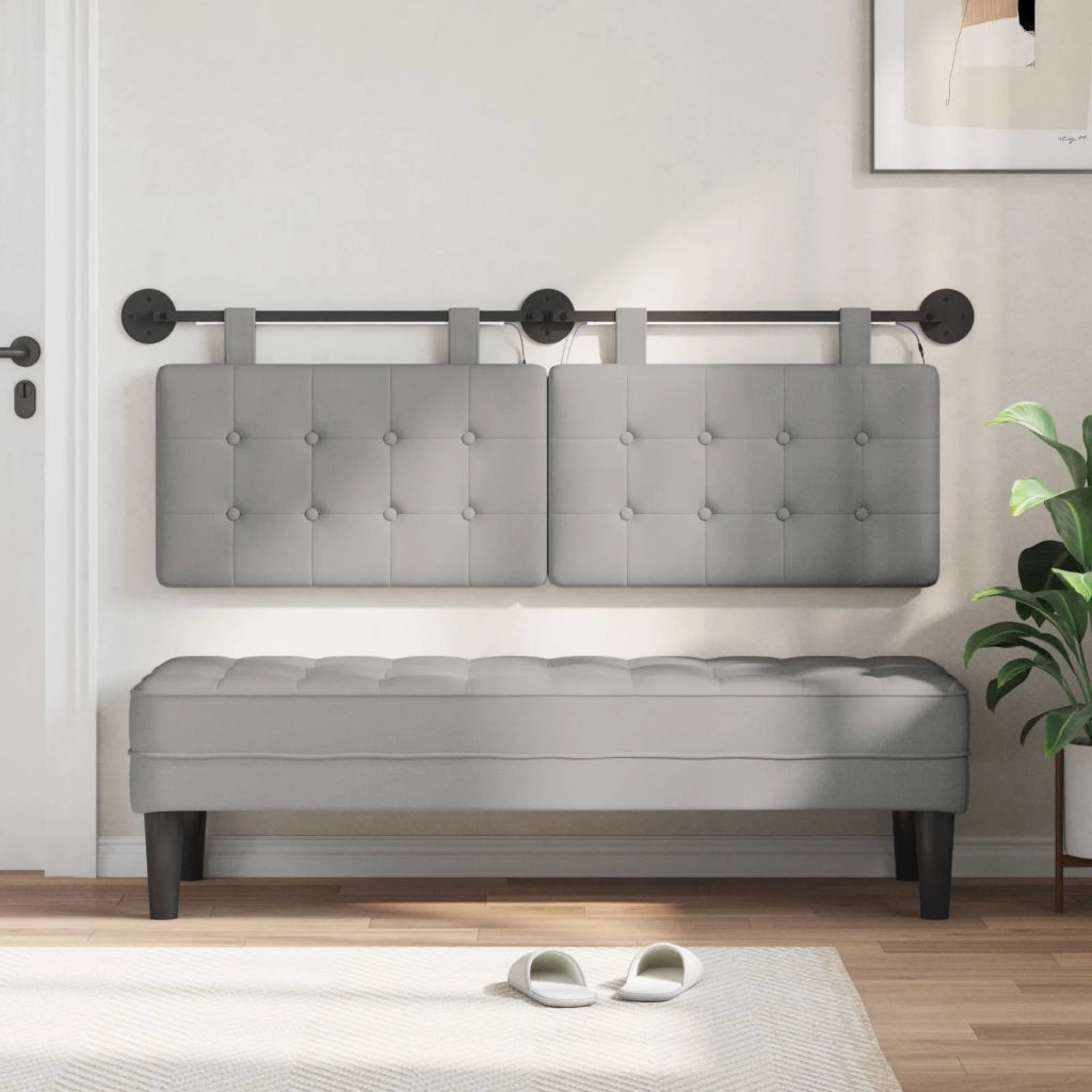 Testiera sospesa Con luce LED Grigio Nuvola Tessuto 3424407