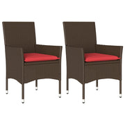 Sedie da Giardino con Cuscini 2 pz | Sedie da Esterno Marroni in Polyrattan