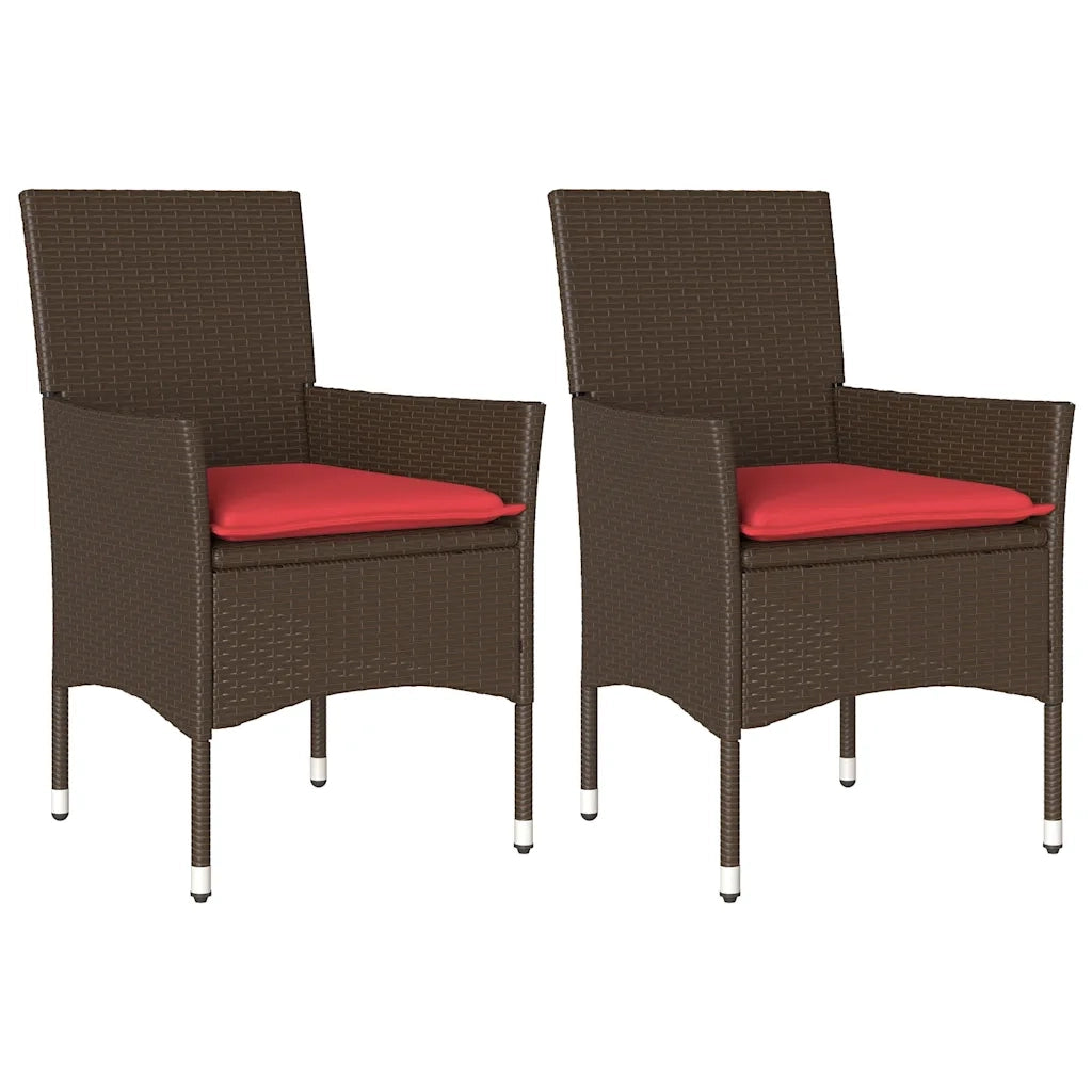 Sedie da Giardino con Cuscini 2 pz | Sedie da Esterno Marroni in Polyrattan