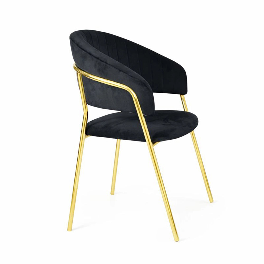 Sedie da sala da pranzo set da 4 Aurelia con schienale in velluto nero