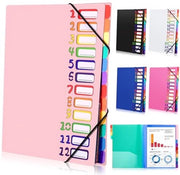 Map A4 documentaria, espandibile, organizzatore documenti con 12 cassette, con cerniera elastica per documenti da ufficio, compiti scolastici e carta, impermeabile, con etichetta (rosa)