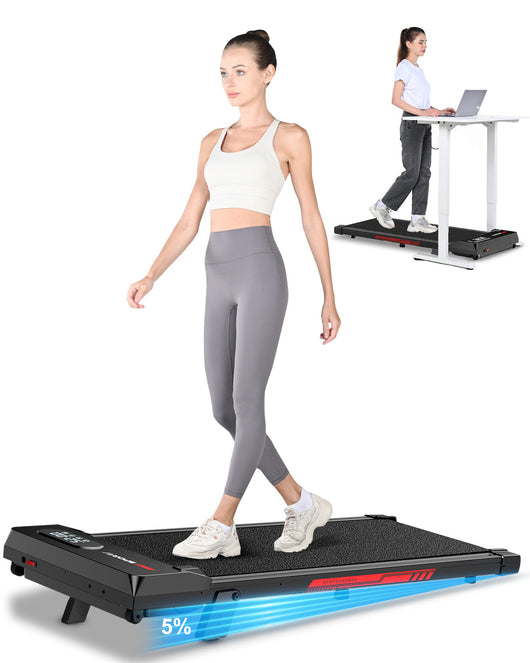 Tapis Roulant Elettrico con Inclinazione - RATTANTREE - 1-8 km/h Tapis Roulant Salvaspazio con Pendenza - 2 in 1 Walking Pad e Telecomando - Display a LED - Nero