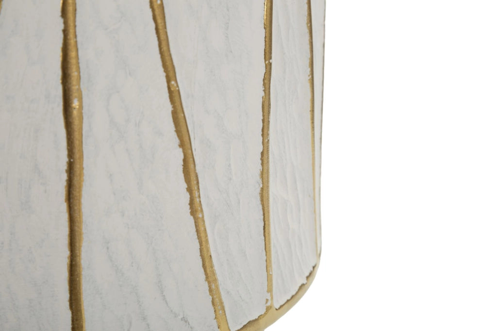Lampada da Tavolo Tangeri Ø40x60 cm in Ceramica e Ferro e Tessuto Bianco e Oro