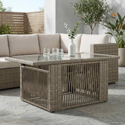 Tavolo da Giardino Grigio 100 x 55 x 37 cm Rattan PE e Vetro