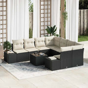 Set Divano da Giardino 9 pcs Nero e Crema polyrattan 3355666