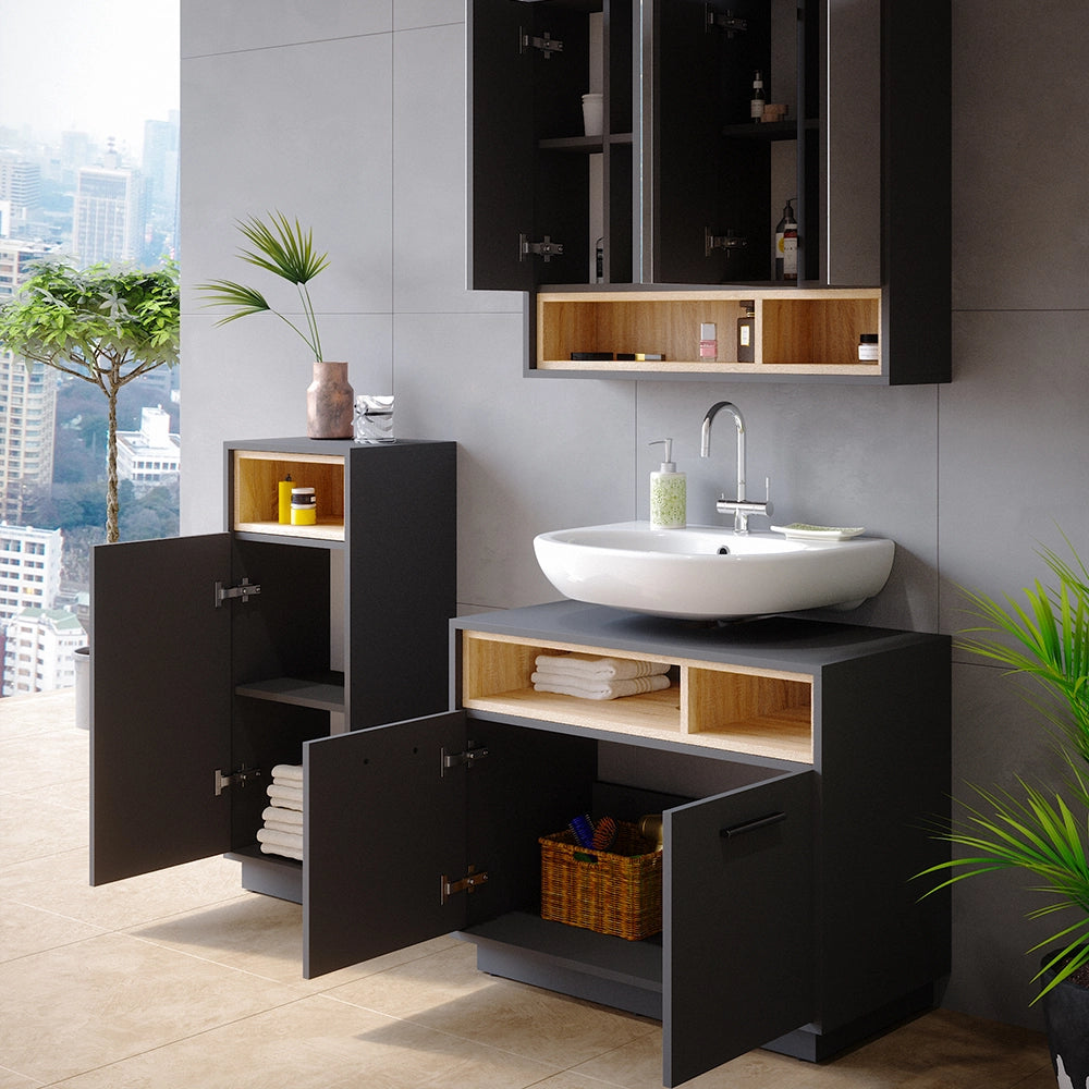 Vicco Set mobili bagno Antracite 3 parti