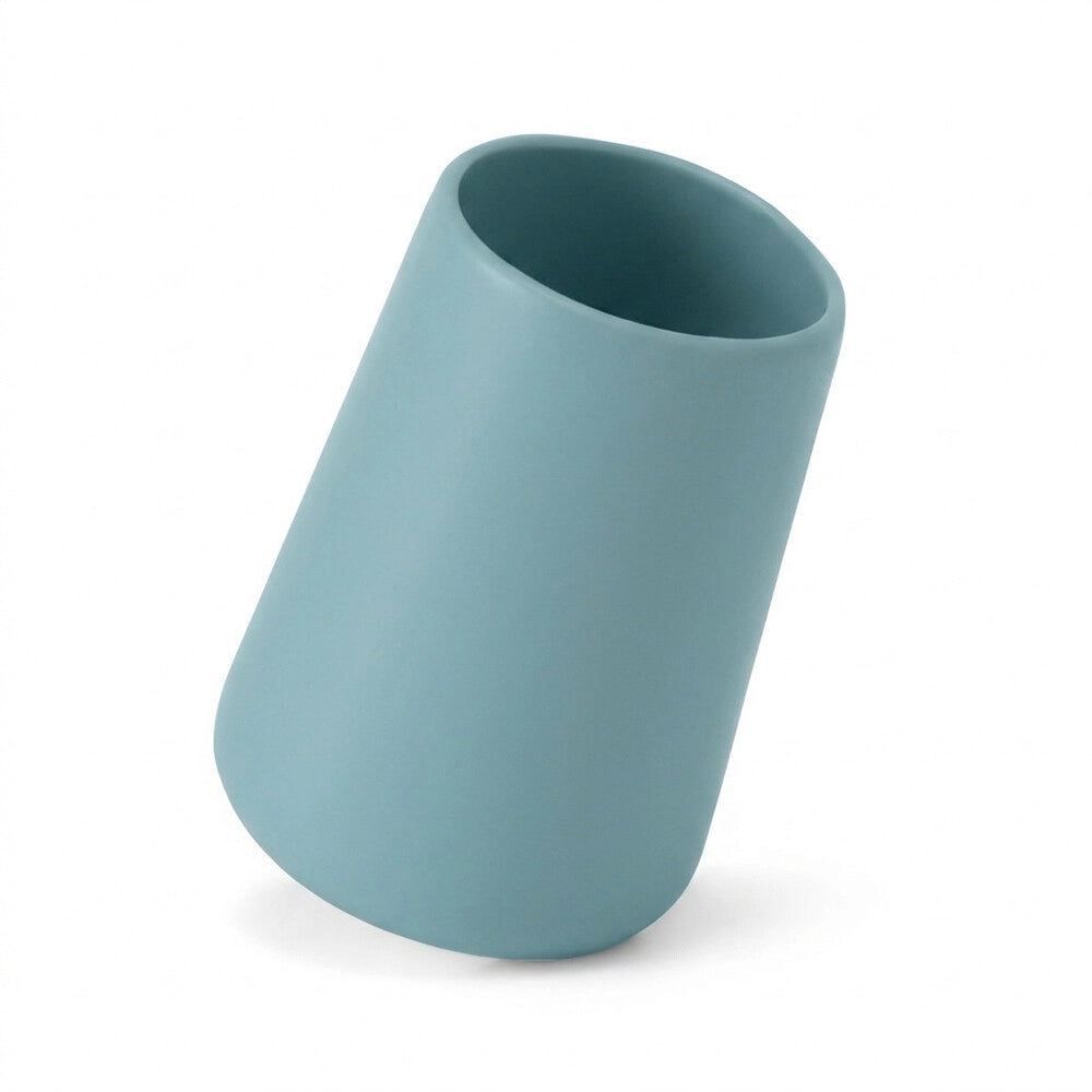 Porta spazzolini bagno turchese e cromo in ceramica Sidney