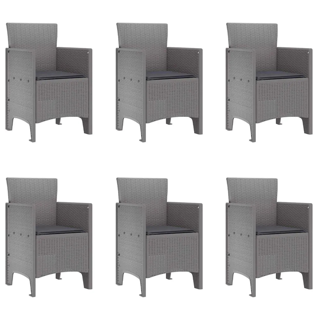 Set da Pranzo per Giardino 7 pcs Grigio chiaro Polipropilene