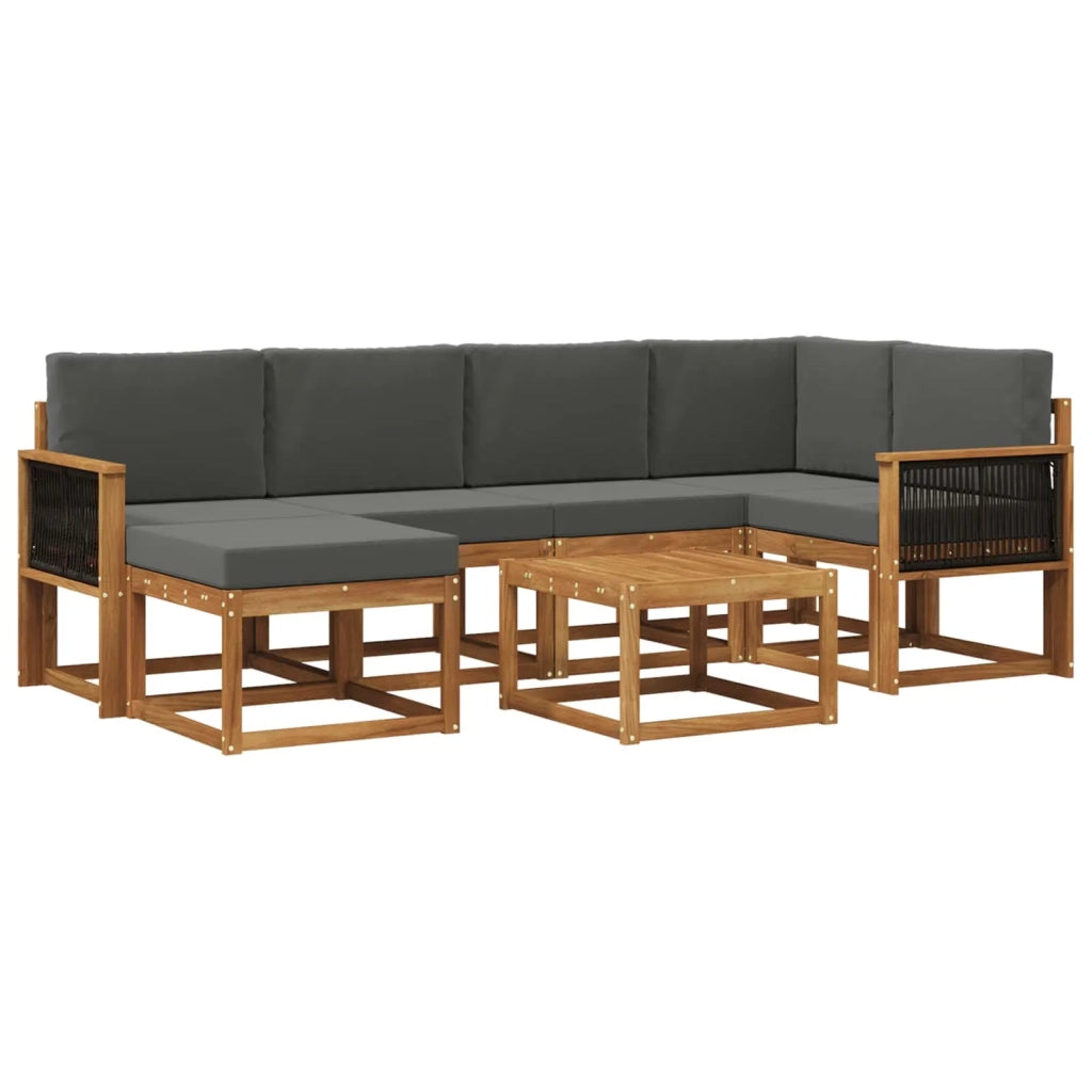 Set di divani da esterno con cuscino 7 pcs Naturale e Antracite