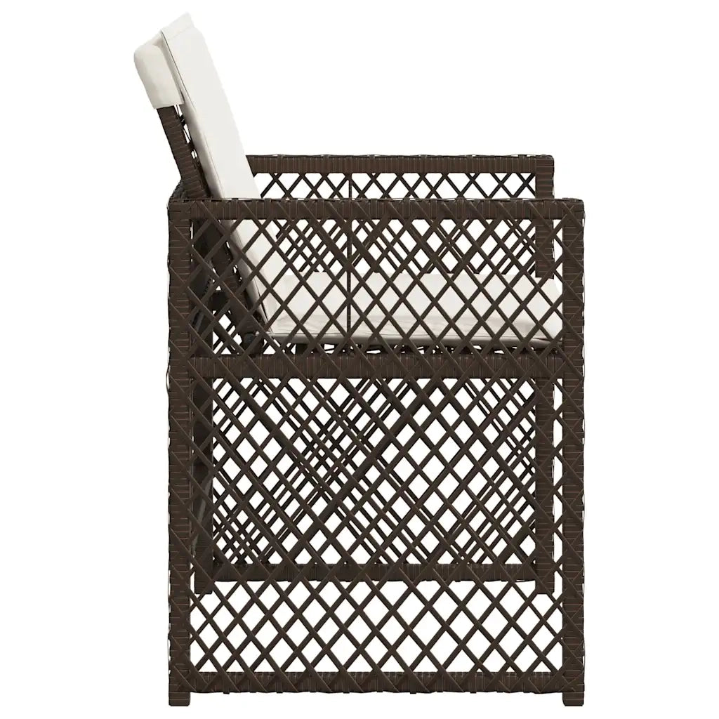 Sedie da Giardino con Cuscini 4 pz | Sedie da Esterno Marroni in Polyrattan