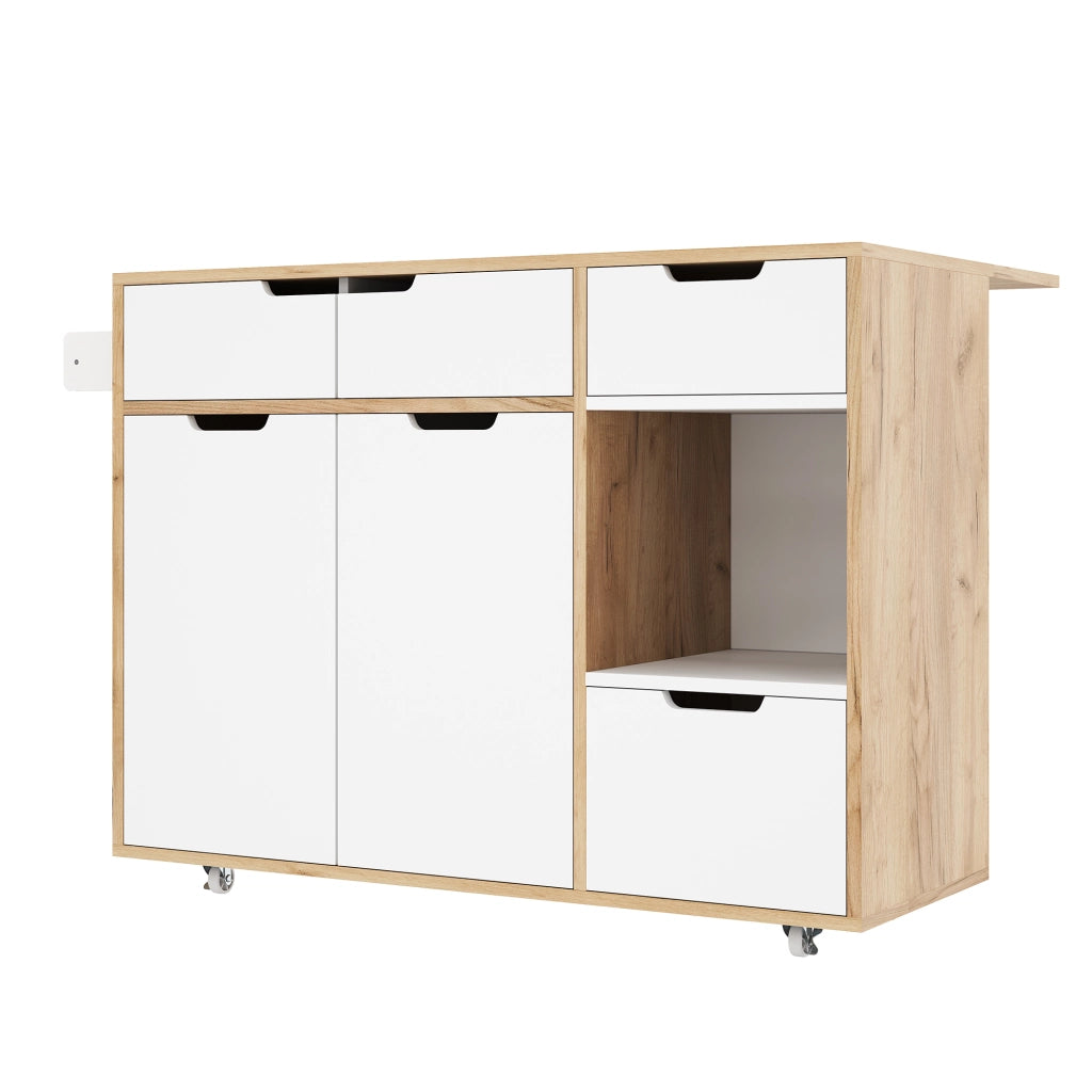 Carrello Servitore con Cassetti e Ante ¨C MINIMAL ¨C Legno, Moderno