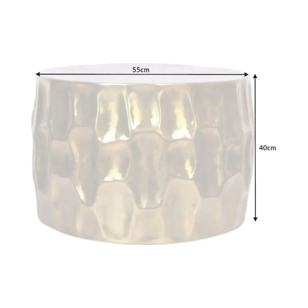 Tavolino basso TRIANE dorato 55 cm – Alluminio martellato design scolpito