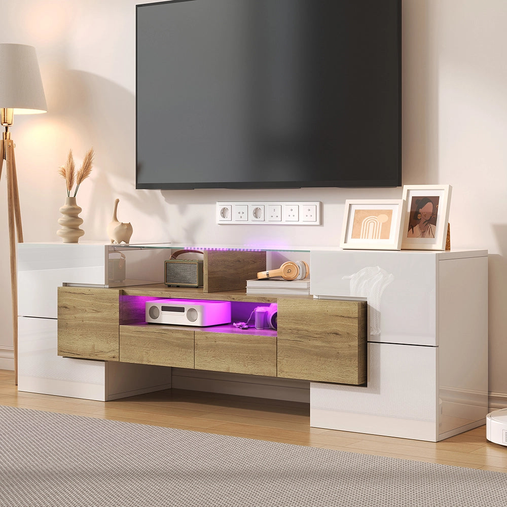 Mobile TV elegante - Xylo - 145cm bianco LED vetro