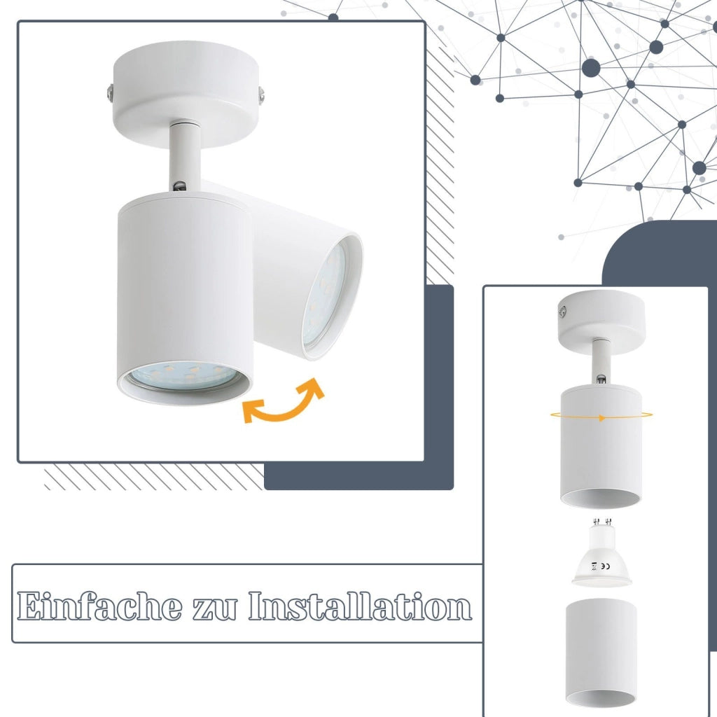 ZMH Faretto da soffitto GU10 rotativi 330° orientabili moderni industriali anche parete per salotto camera letto cucina