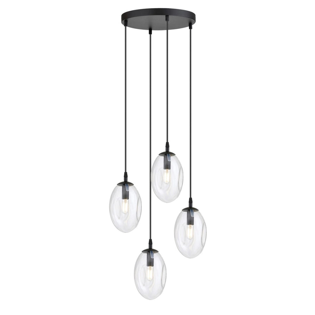 Lampada a sospensione Astral in acciaio nero e vetro
