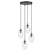 Lampada a sospensione Astral in acciaio nero e vetro