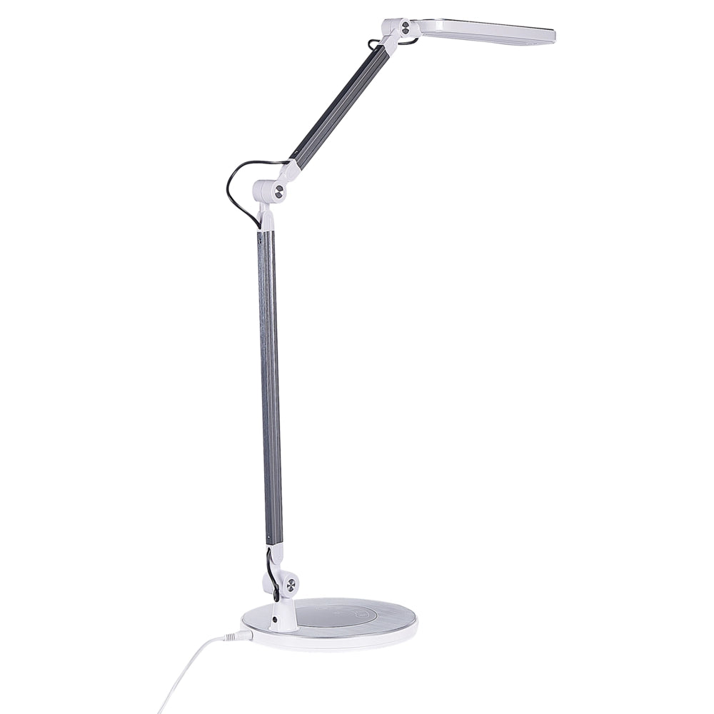 Lampada da tavolo color argento LED intensità variabile braccio regolabile stile moderno cameretta ufficio