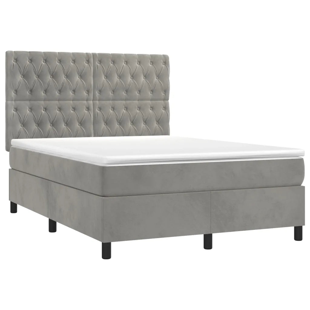 Giroletto a Molle con Materasso Grigio Chiaro 140x200cm Velluto 3143205