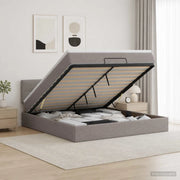 Letto ottomano con materasso Tortora 140 x 190 cm Tessuto 3456327