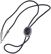 Fascia Bolo in Pelle Nera Intrecciata - 100 cm di Lunghezza - Ideale per Carnevale/Barn Dance - Fascia con Clip Girevole - Manuale