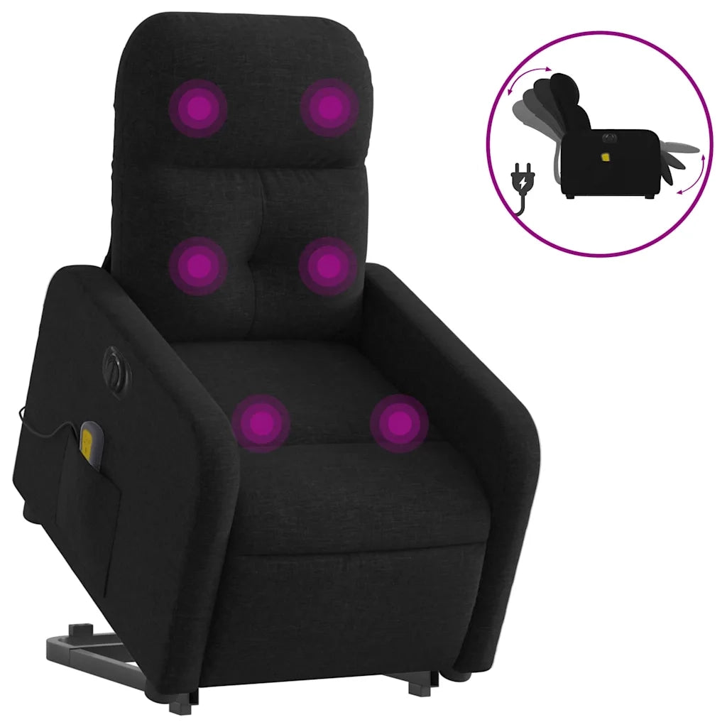 Poltrona Alzapersona Massaggiante Elettrica Nera in Tessutocod mxl 93098