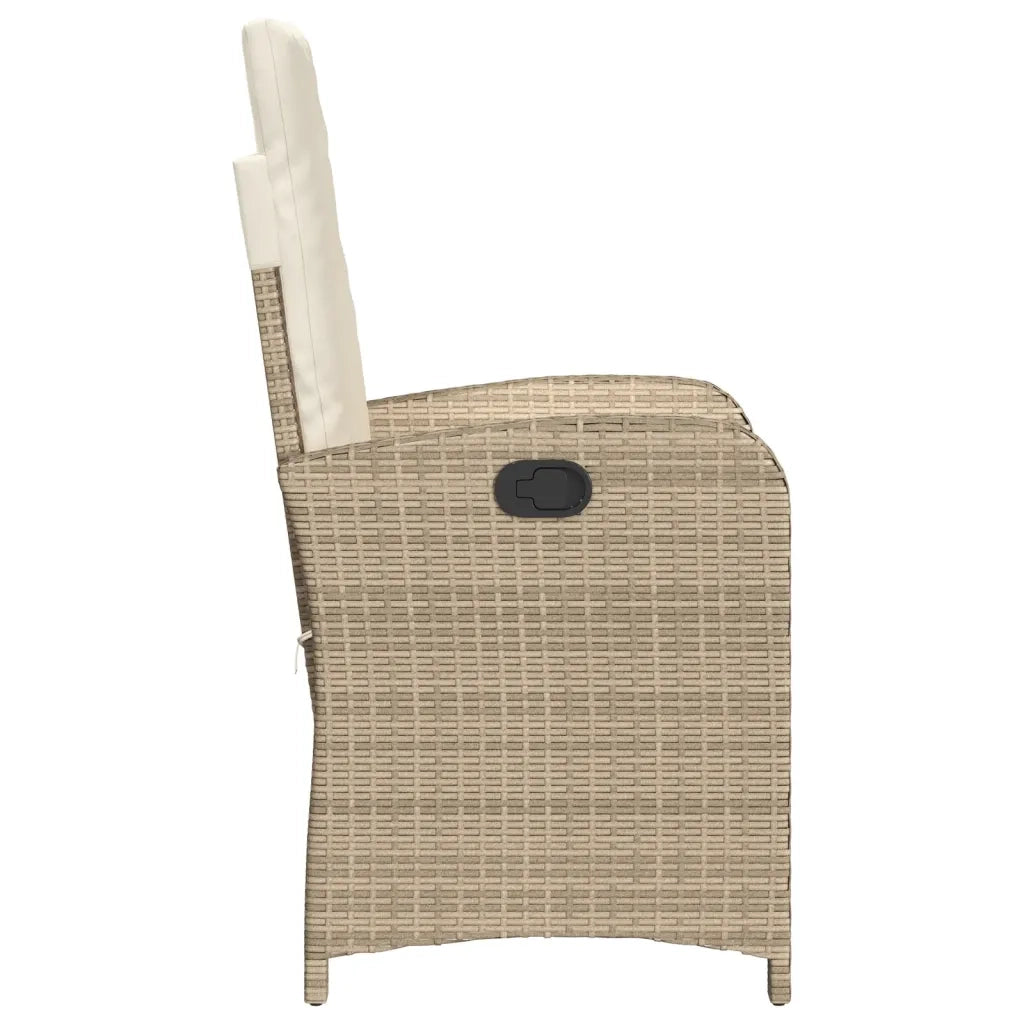 Sedia Reclinabile da Giardino | Sedie da Esterno con Cuscini Beige in Polyrattan