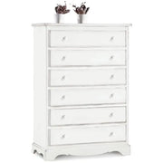 Cassettiera 6 cassetti arte povera in legno massello e mdf con rifinitura in bianco 97x49x140 H