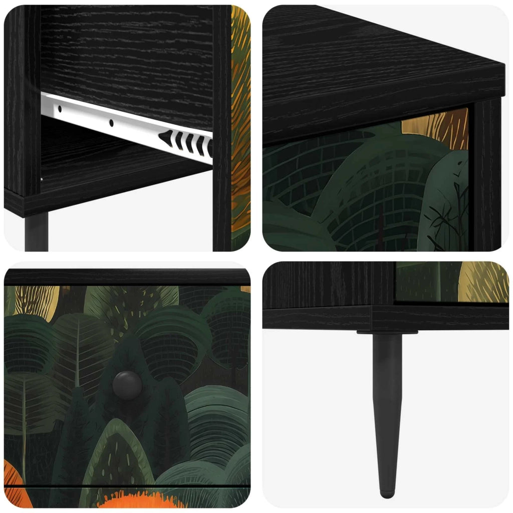 Armadio da Notte ZAANDAM 2 pz Rovere Nero 36 x 33 x 61 cm 8007332