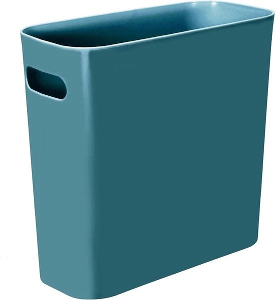 Bacchetta di rifiuti in plastica riciclabile da 55 litri con maniglie, design verde blu, per ufficio casalingo.