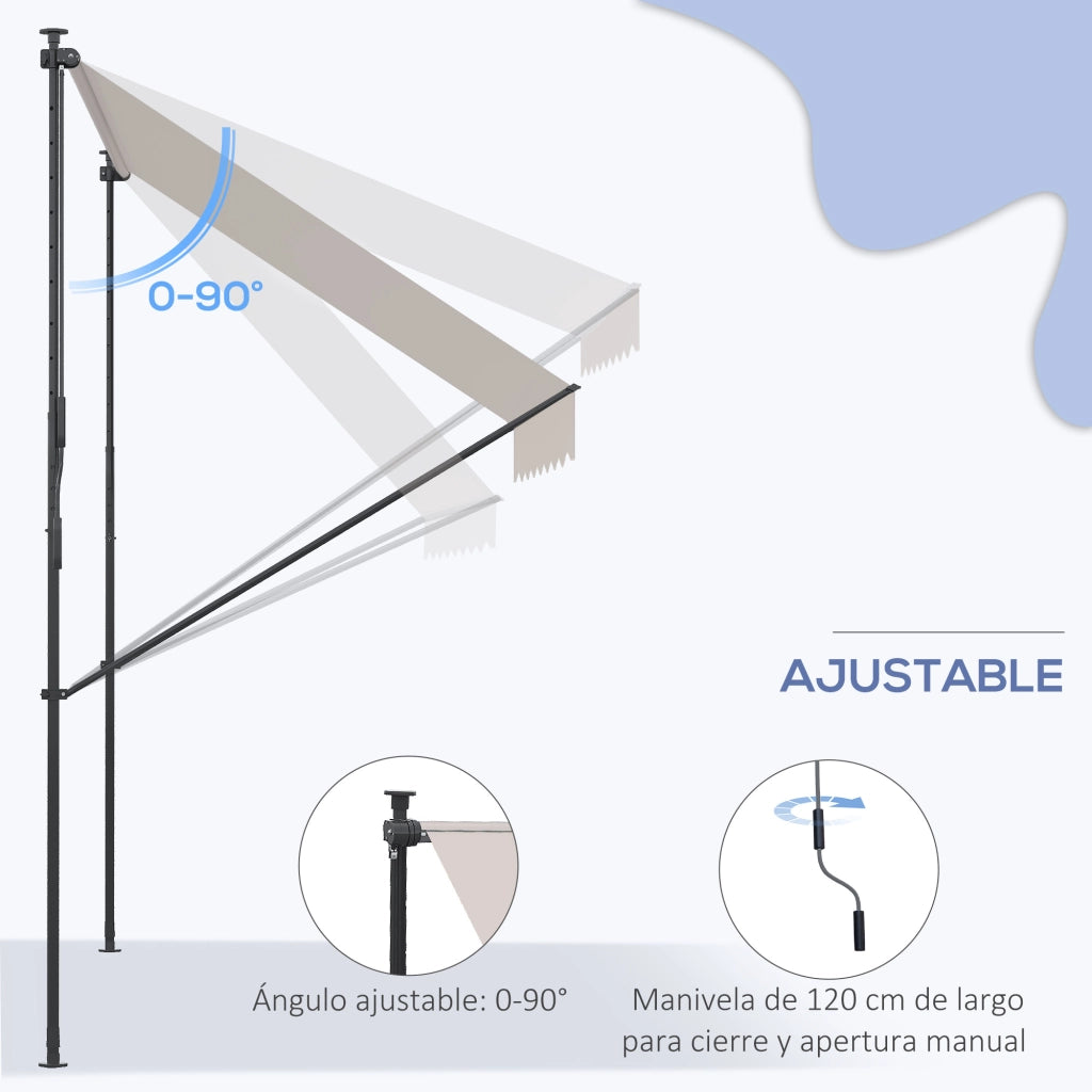 Toldo Manuale Retrattile per Balcone e Terrazza ¨C zephmum ¨C Crema 200x175x210-310 cm