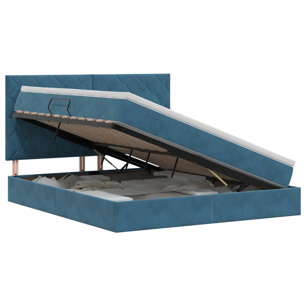 Letto con contenitore e materasso Blu Scuro 160 x 200 cm 3459763
