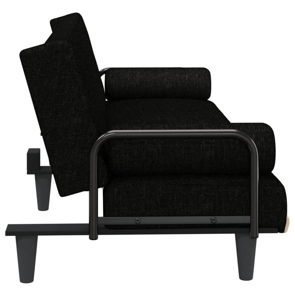 Divano letto con braccioli 205 x 89 x 70 cm in tessuto nero 02_0021017