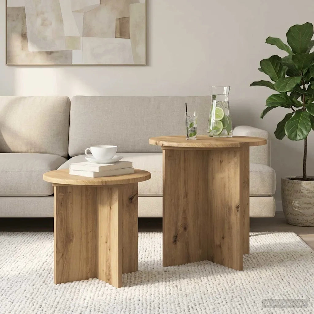 Set tavolini 2 pcs Rovere Artigianale Legno ingegnerizzato 8001018