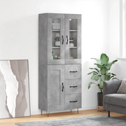 Credenza-Buffet-Armadio da cucina Grigio Cemento 69,5x34x180 cm in Legno Multistrato 612362