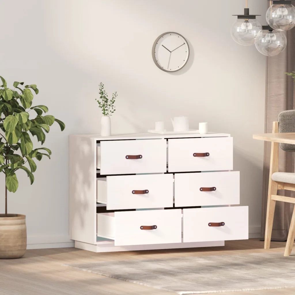 Credenza-Buffet-Armadio da cucina Bianca 100x40x75 cm in Legno Massello di Pino