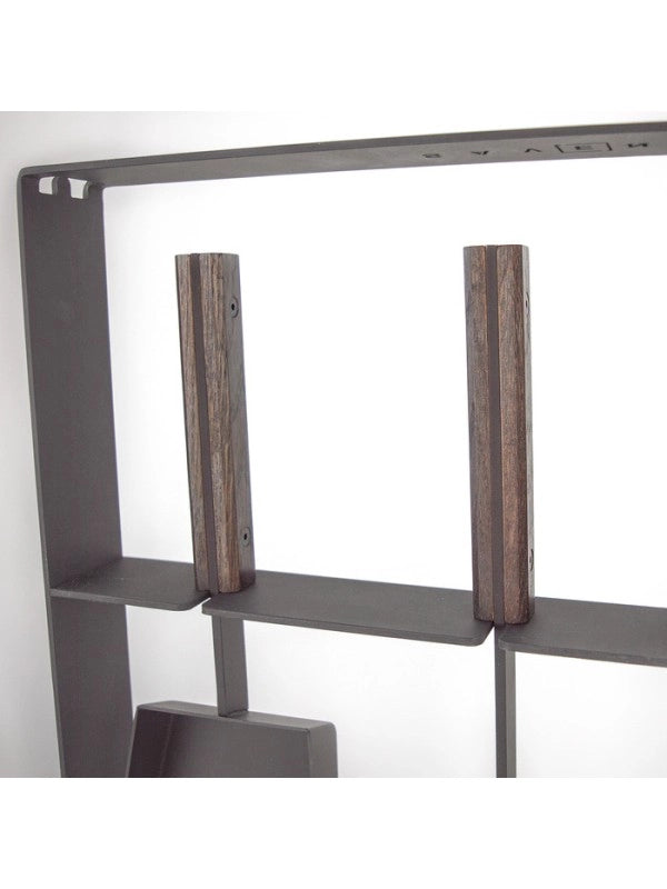 Set attrezzi per camino 3 pezzi in acciaio e legno Nero - Set 5 SL