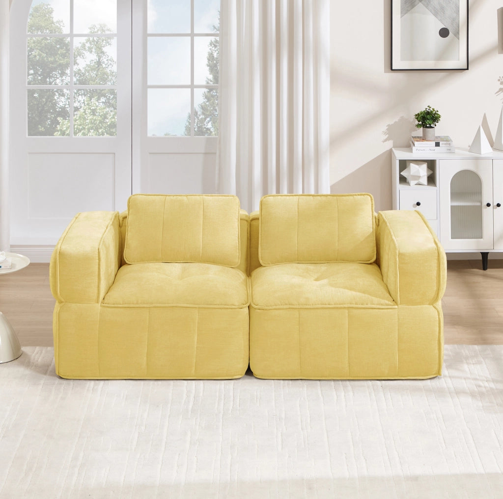 Divano modulare 198x93x67 cm con seduta profonda in poliestere giallo