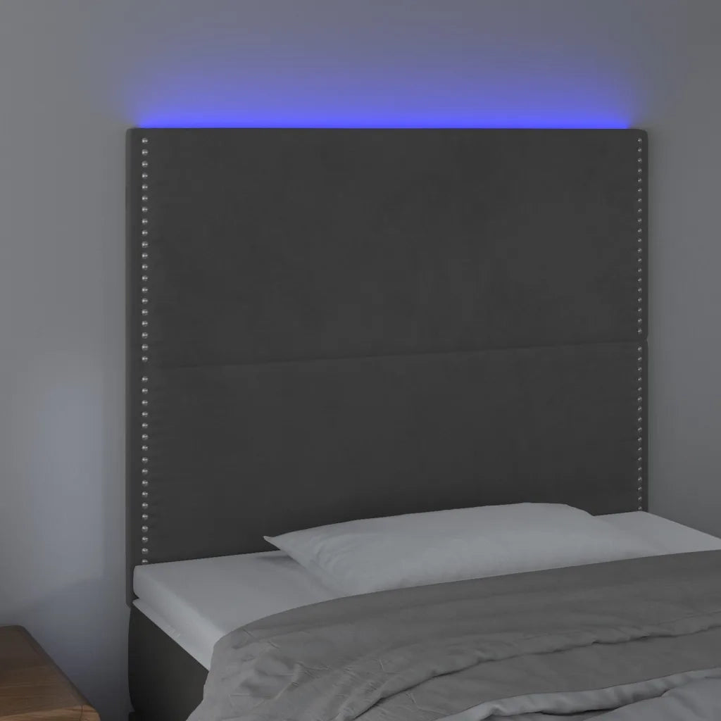 Testiera a LED GrigioScuro 100x5x118/128cm in Velluto 3122327