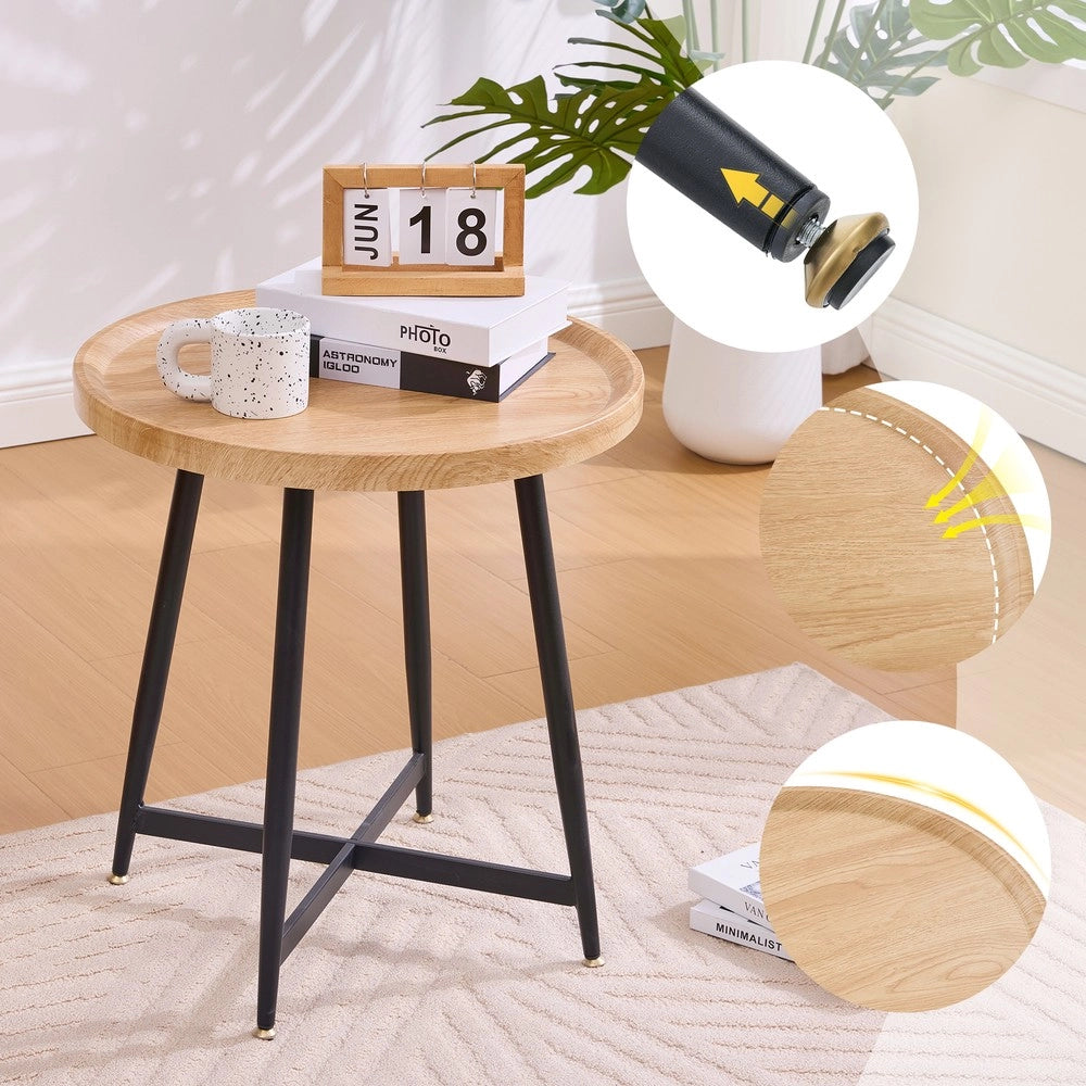 Tavolino Rotondo da Salotto ¨C MINIMAL ¨C Legno e Metallo, Design Moderno