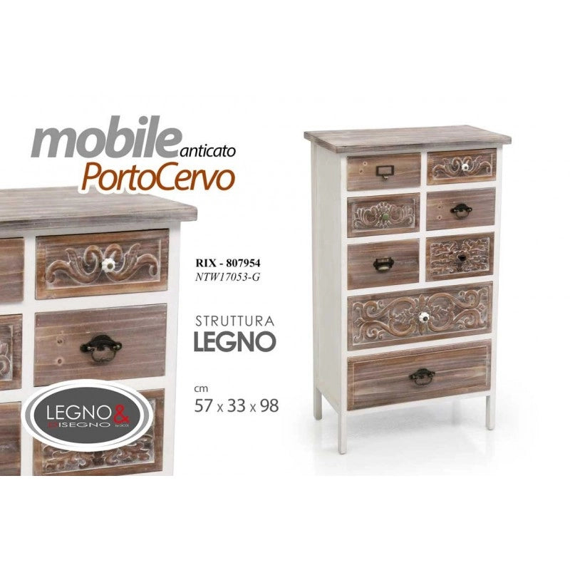 Mobile cassettiera camera decape cm 57 x 33 x 98 h